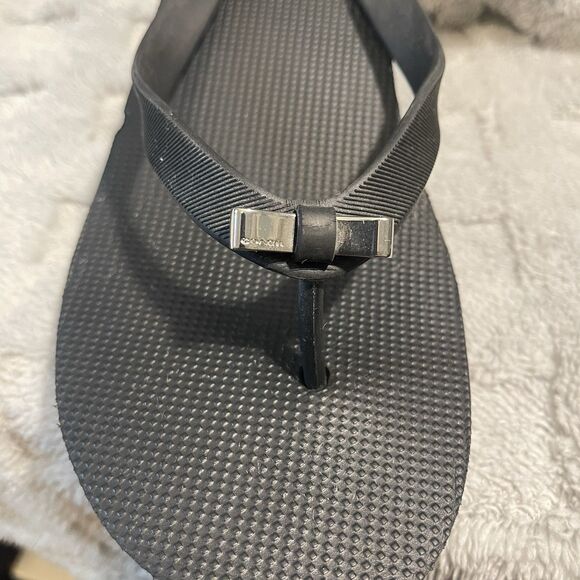 Coach Loralyn Black Wedge Thong Slip On Sandals Flip Flops Rubber Sz US 9B - Picture 5 of 16